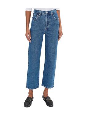 Levis Ribcage Straight Ankle Jeans W27 L27 Blue High Rise Denim